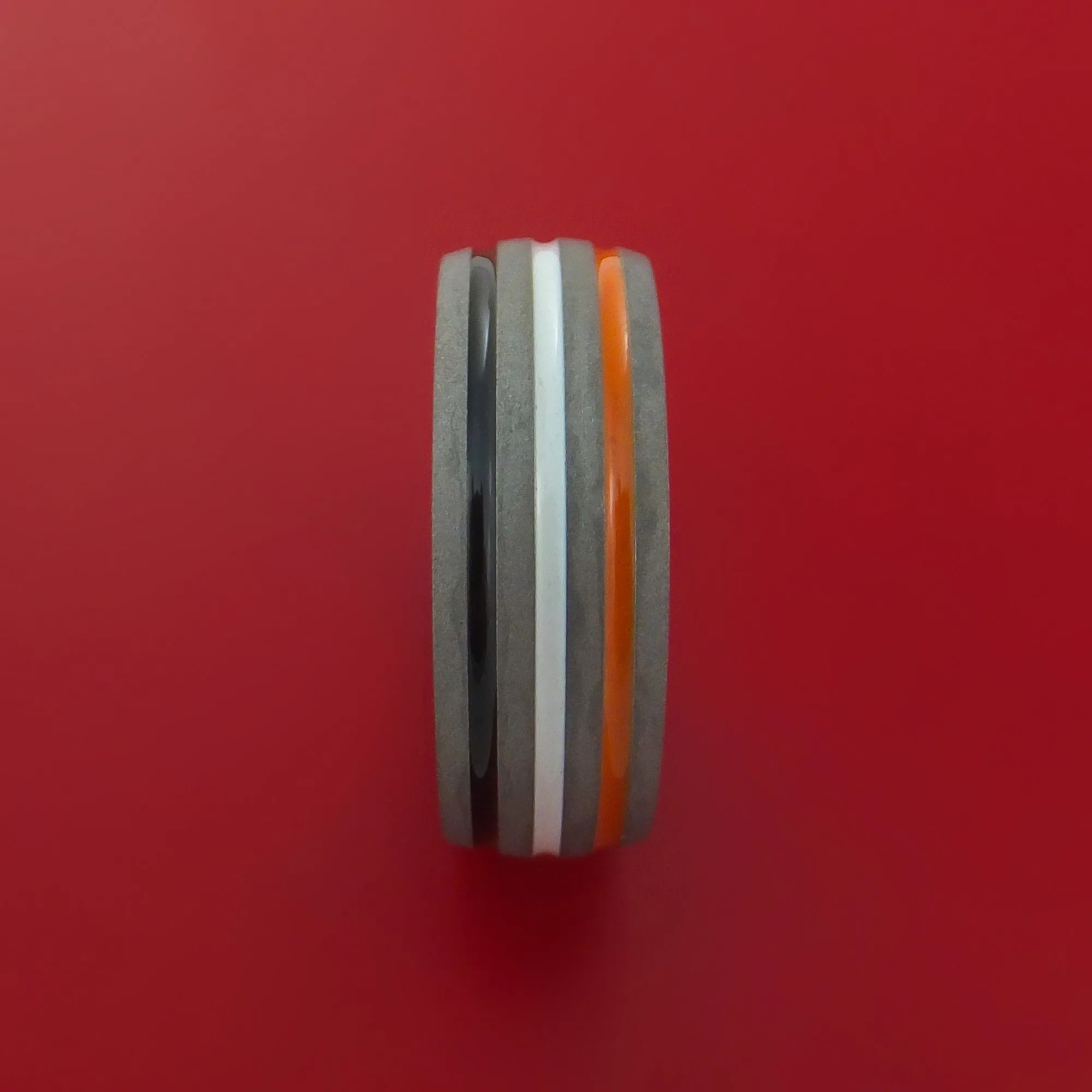 Titanium Ring with 3 Color Inlay Custom Made Band