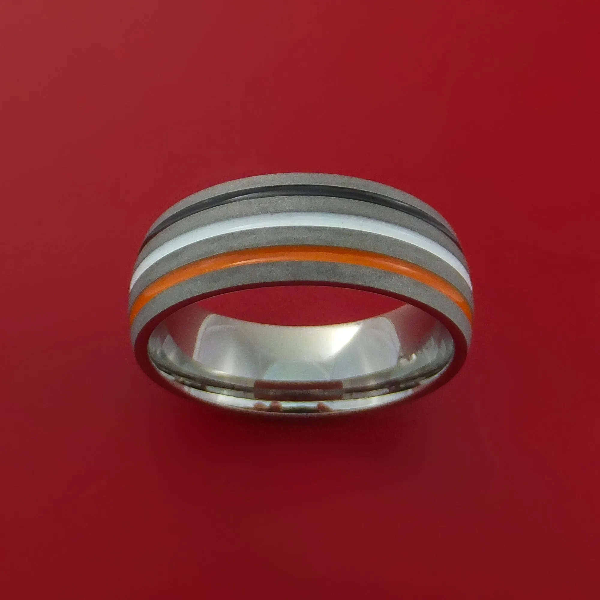 Titanium Ring with 3 Color Inlay Custom Made Band