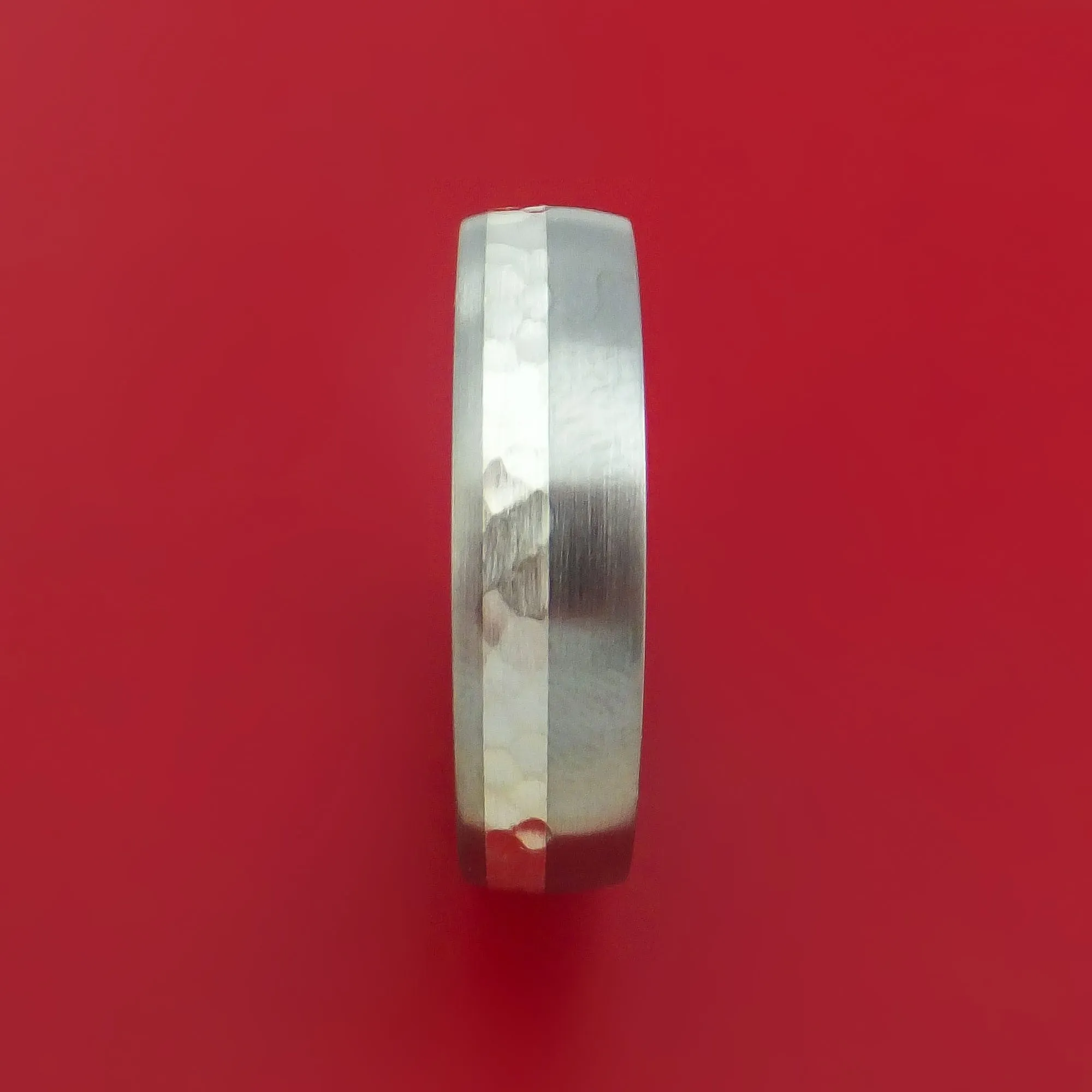 Titanium Ring with Palladium Silver Inlay and Interior Hardwood Sleeve Custom Made Band