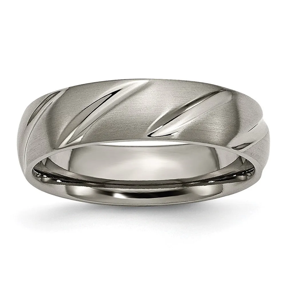 Titanium Satin 6mm Swirl Design Band