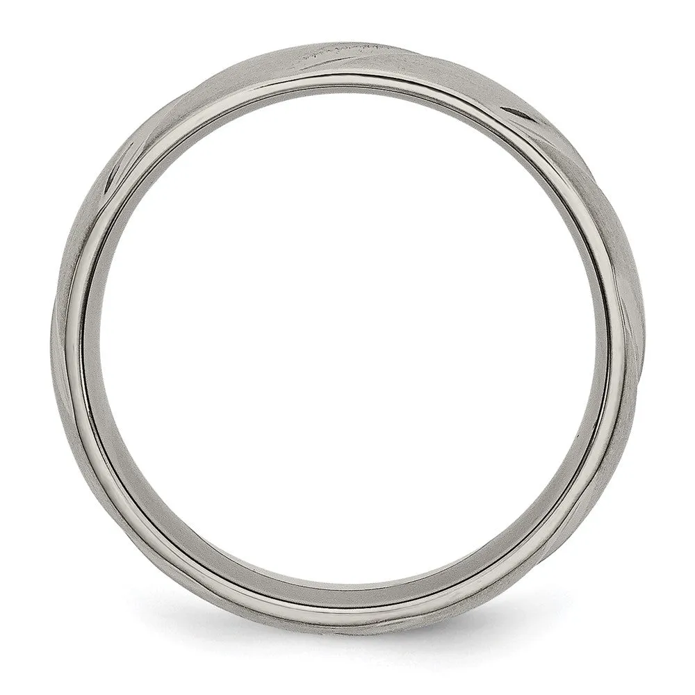 Titanium Satin 6mm Swirl Design Band