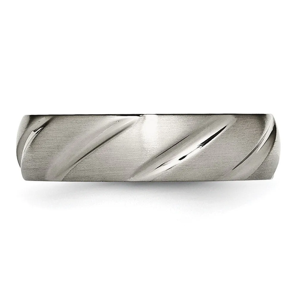Titanium Satin 6mm Swirl Design Band