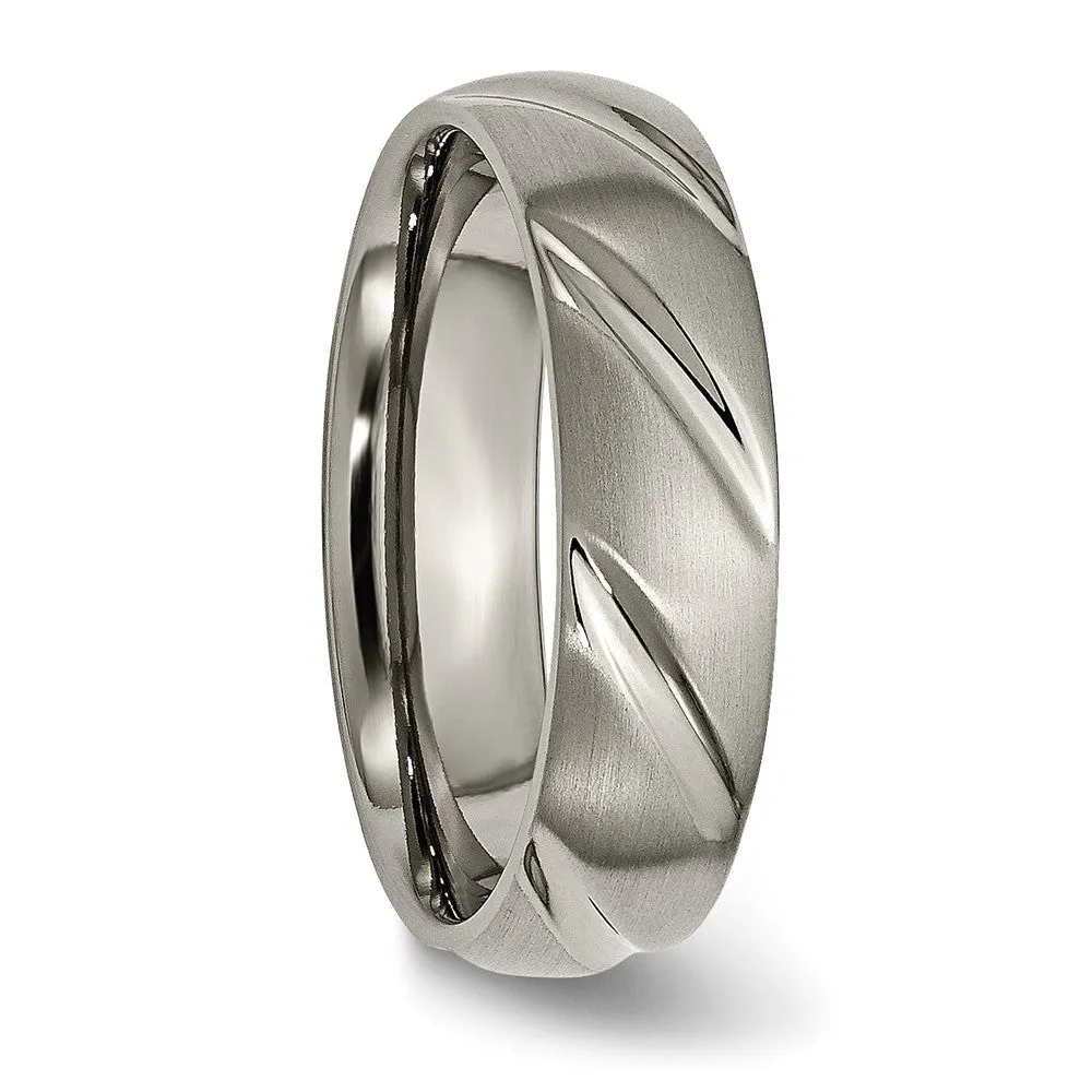 Titanium Satin 6mm Swirl Design Band