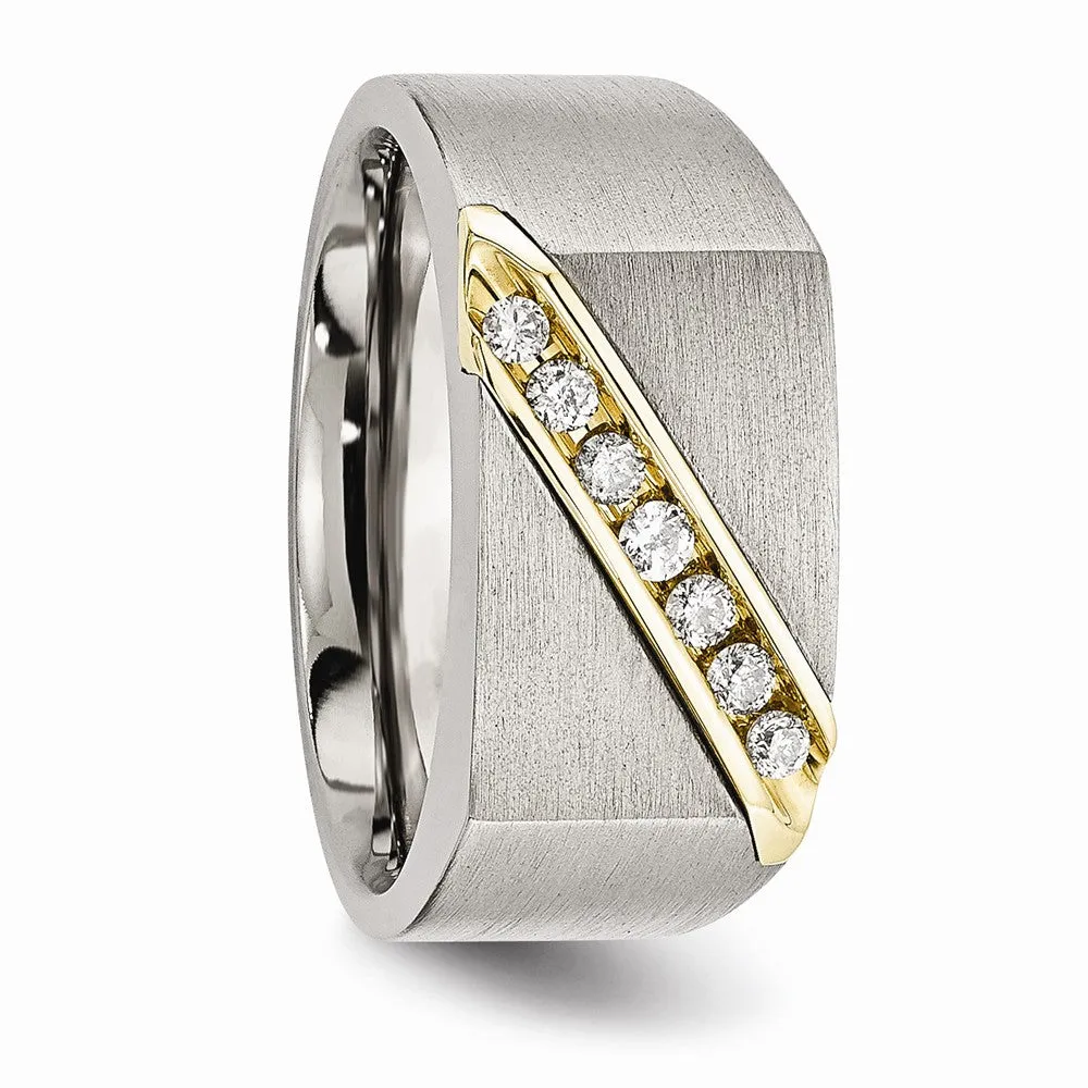 Titanium/14K Brushed Diamond Ring