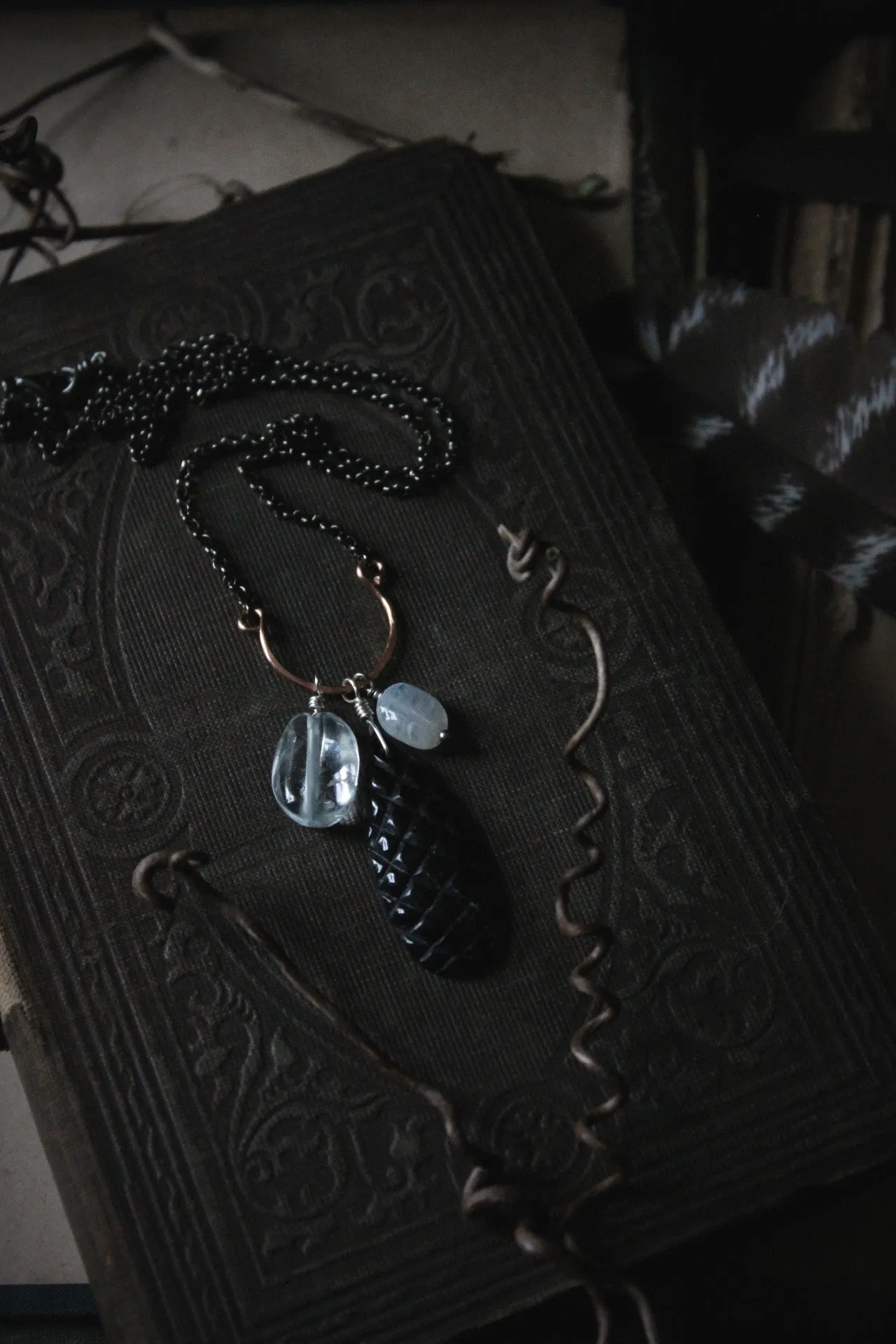 Trilogy. Gemstone Cluster Necklace.
