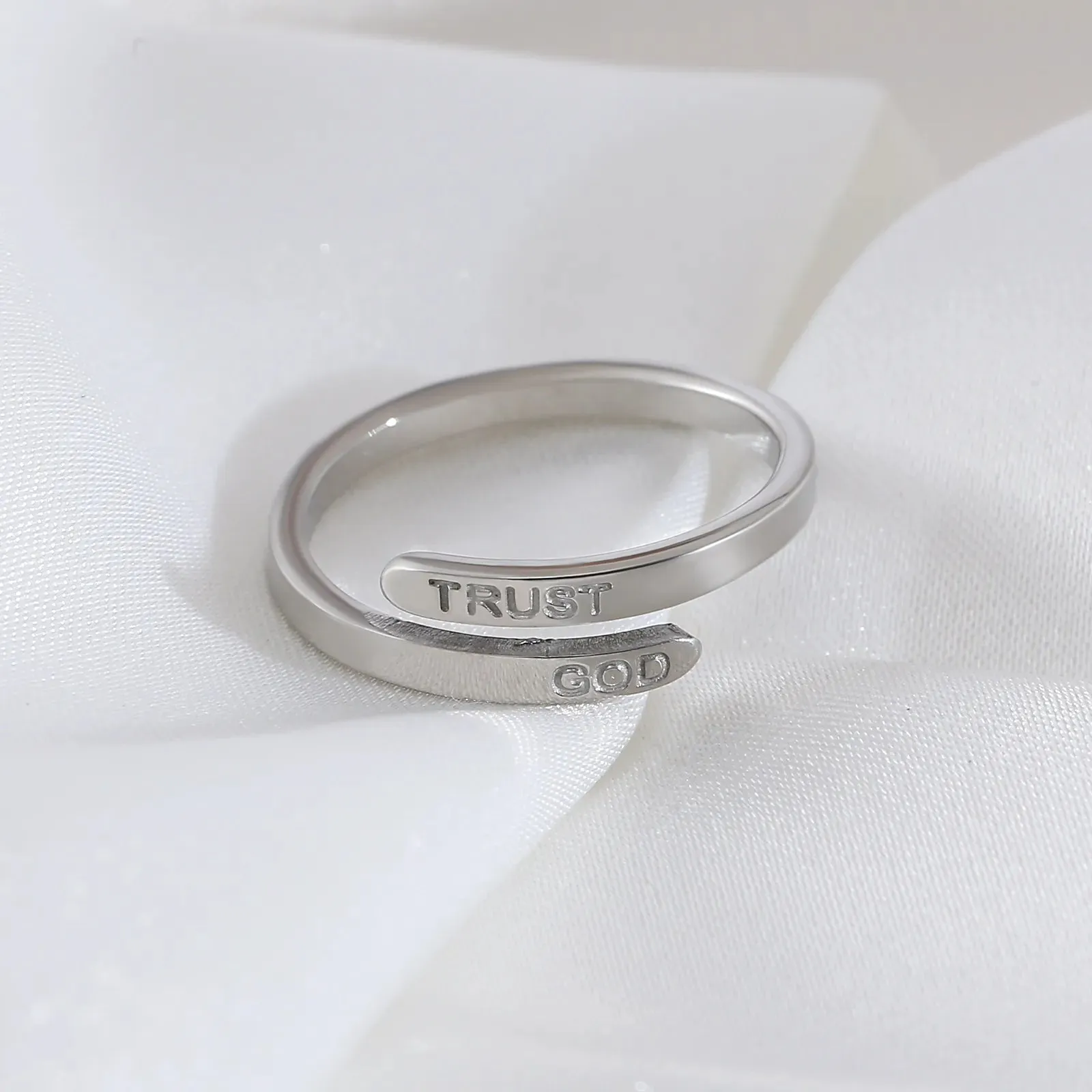 Trust God Always 304 Stainless Steel Open Ring