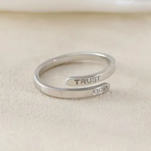 Trust God Always 304 Stainless Steel Open Ring
