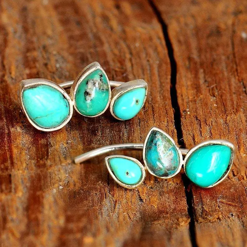 Turquoise and Silver Ear Climbers