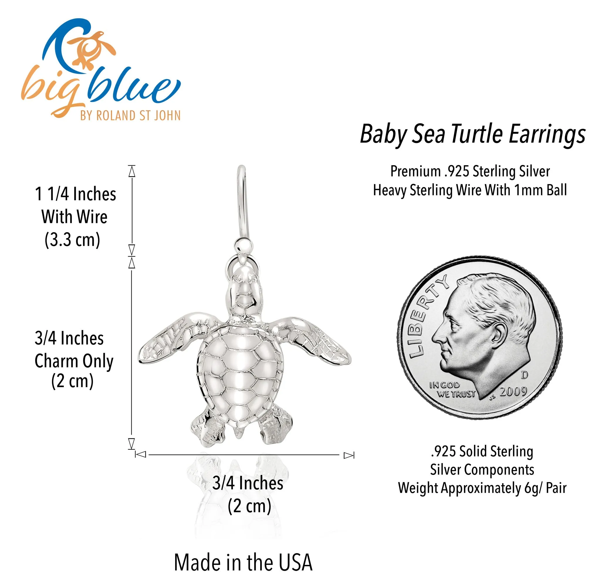 Turtle Earrings Sterling Silver- Sea Turtle Drop Earrings, Sea Turtle Gift for Women, Sterling Silver Turtle Dangle Earrings, Gifts for Turtle Lovers
