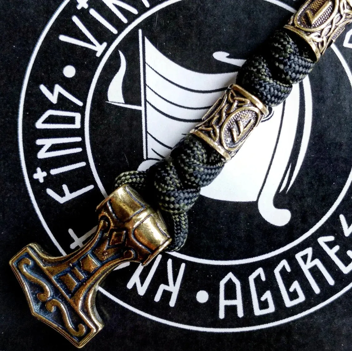 Viking bracelet / Thor's Hammer / Scandinavian jewelry / gift for him / paracord bracelet / parachute cord / viking cuff / biker bangle