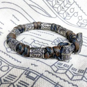 Viking bracelet / Thor's Hammer / Scandinavian jewelry / gift for him / paracord bracelet / parachute cord / viking cuff / biker bangle