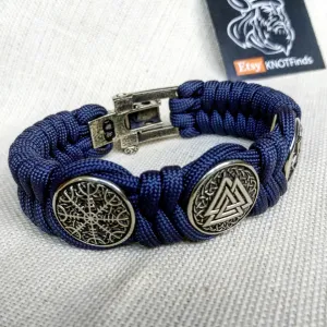 Viking protective amulet with steel beads "Valknut", "Valkyrie", "Horror shield".  Men's style, a gift for tough men. Biker bracelet.