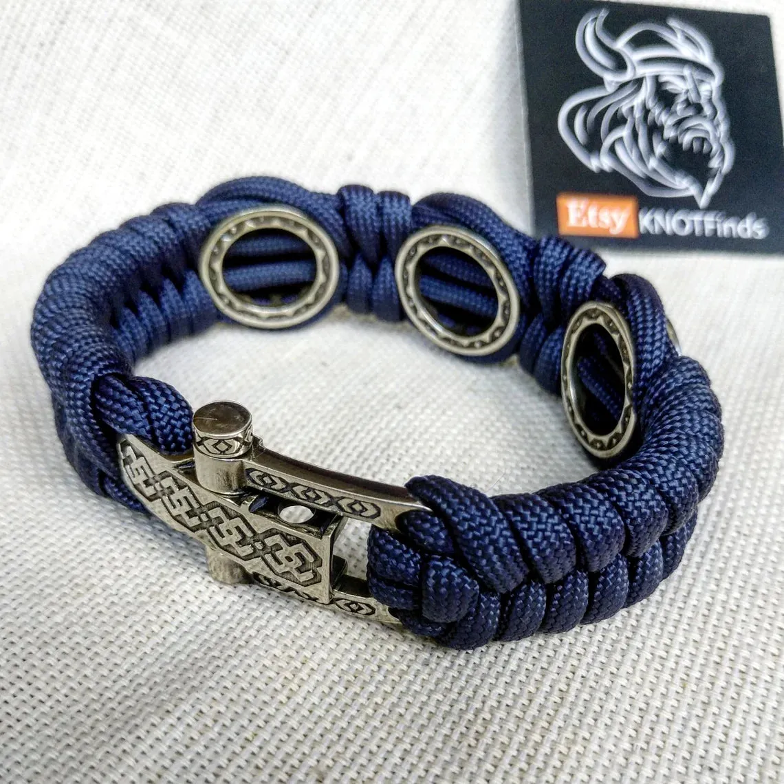 Viking protective amulet with steel beads "Valknut", "Valkyrie", "Horror shield".  Men's style, a gift for tough men. Biker bracelet.