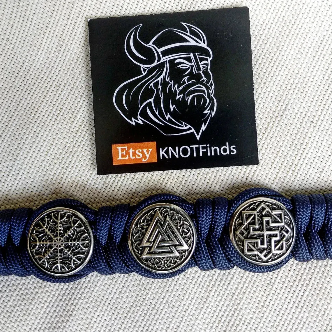 Viking protective amulet with steel beads "Valknut", "Valkyrie", "Horror shield".  Men's style, a gift for tough men. Biker bracelet.