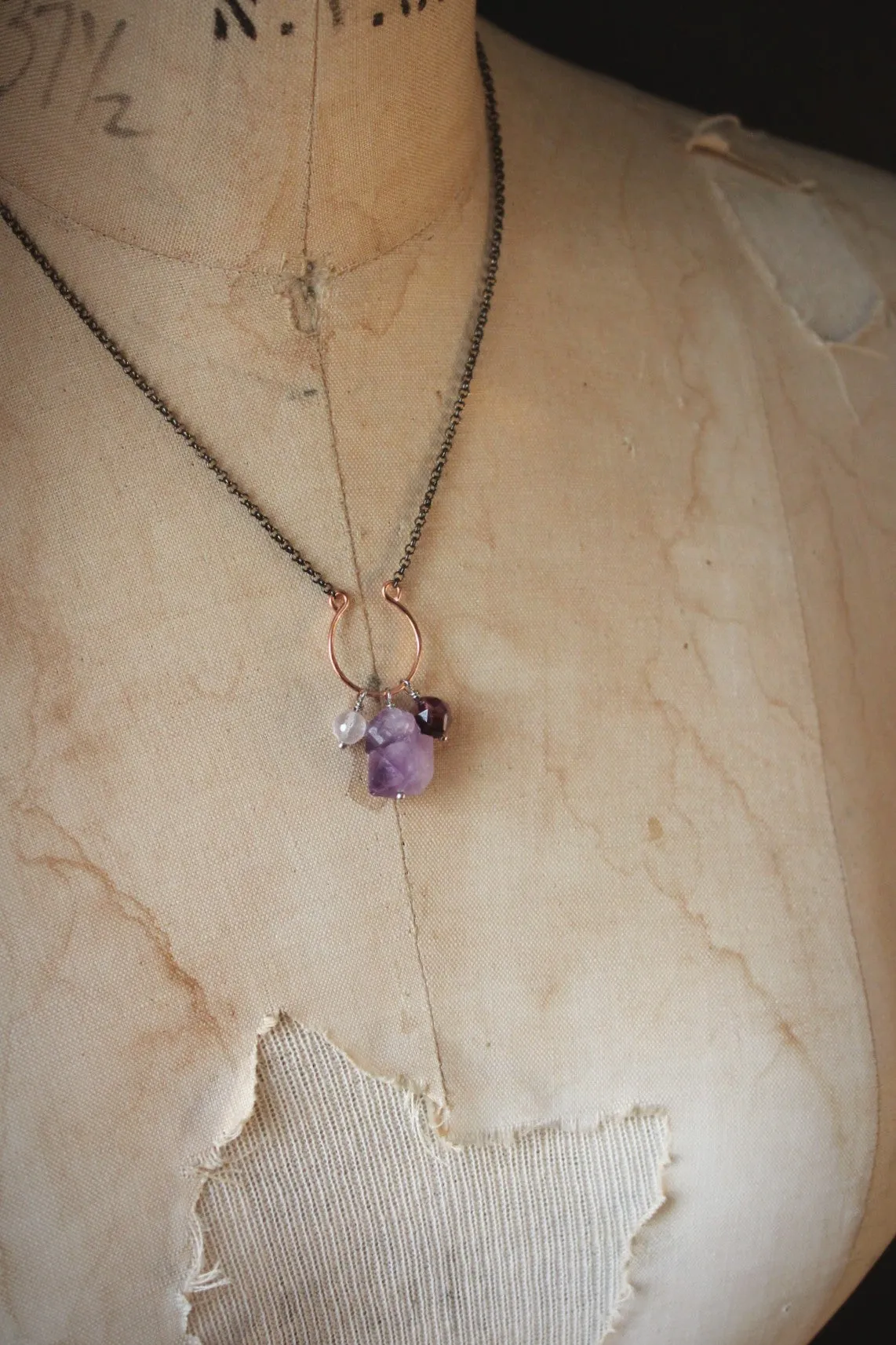 Violet Skies | Trilogy. Choice of Gemstone Cluster Necklace.