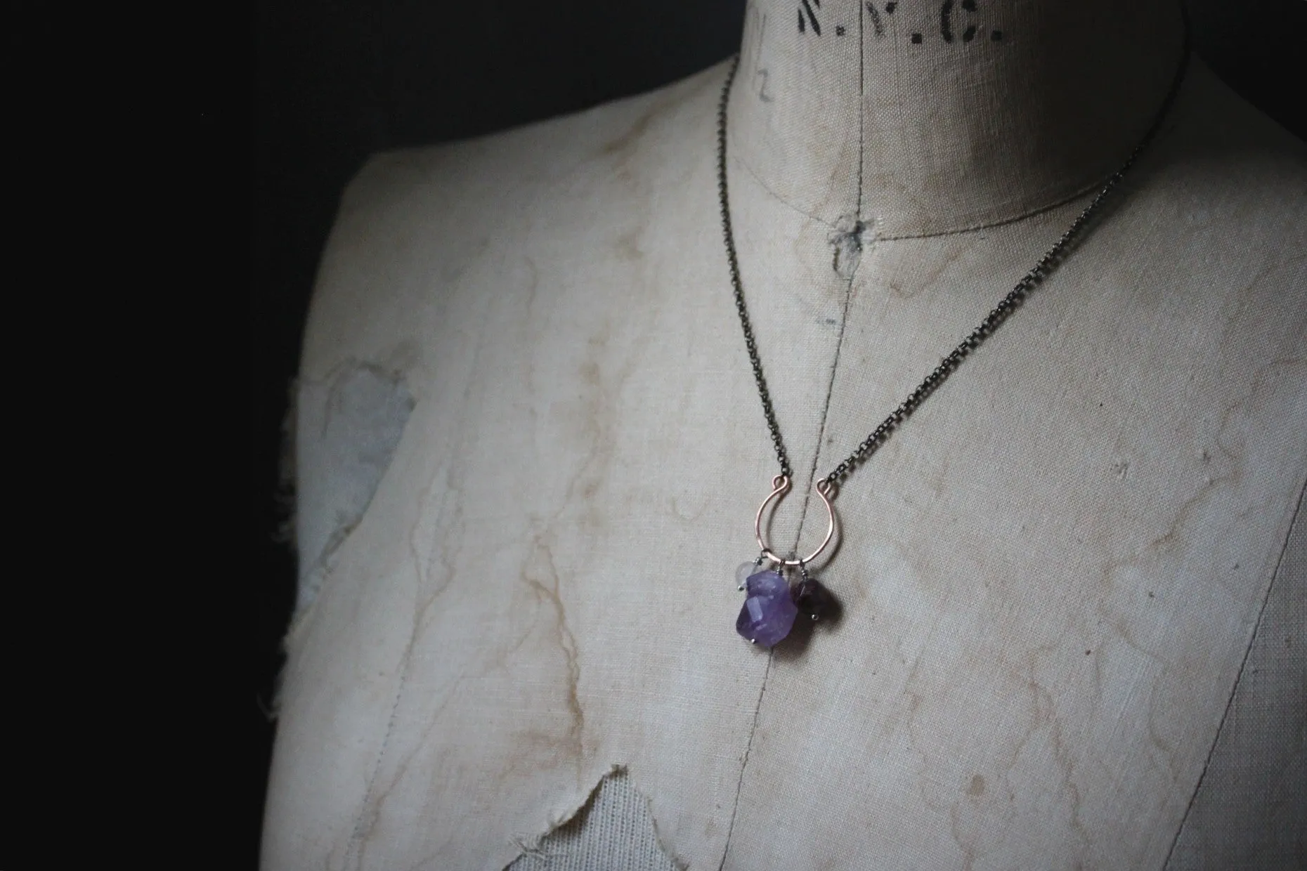 Violet Skies | Trilogy. Choice of Gemstone Cluster Necklace.