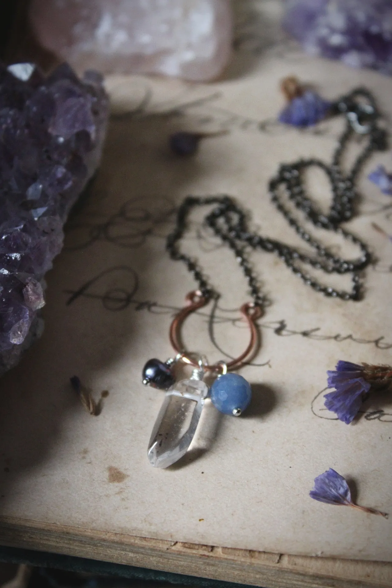 Violet Skies | Trilogy. Choice of Gemstone Cluster Necklace.