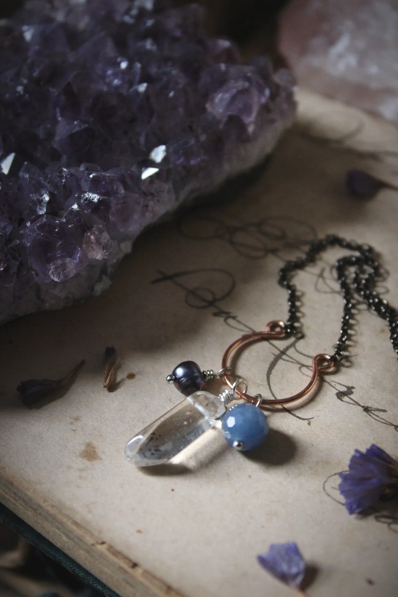 Violet Skies | Trilogy. Choice of Gemstone Cluster Necklace.