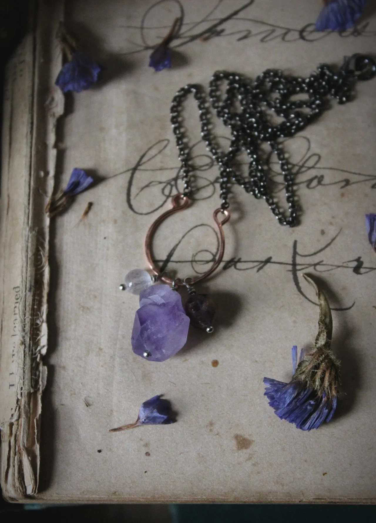 Violet Skies | Trilogy. Choice of Gemstone Cluster Necklace.