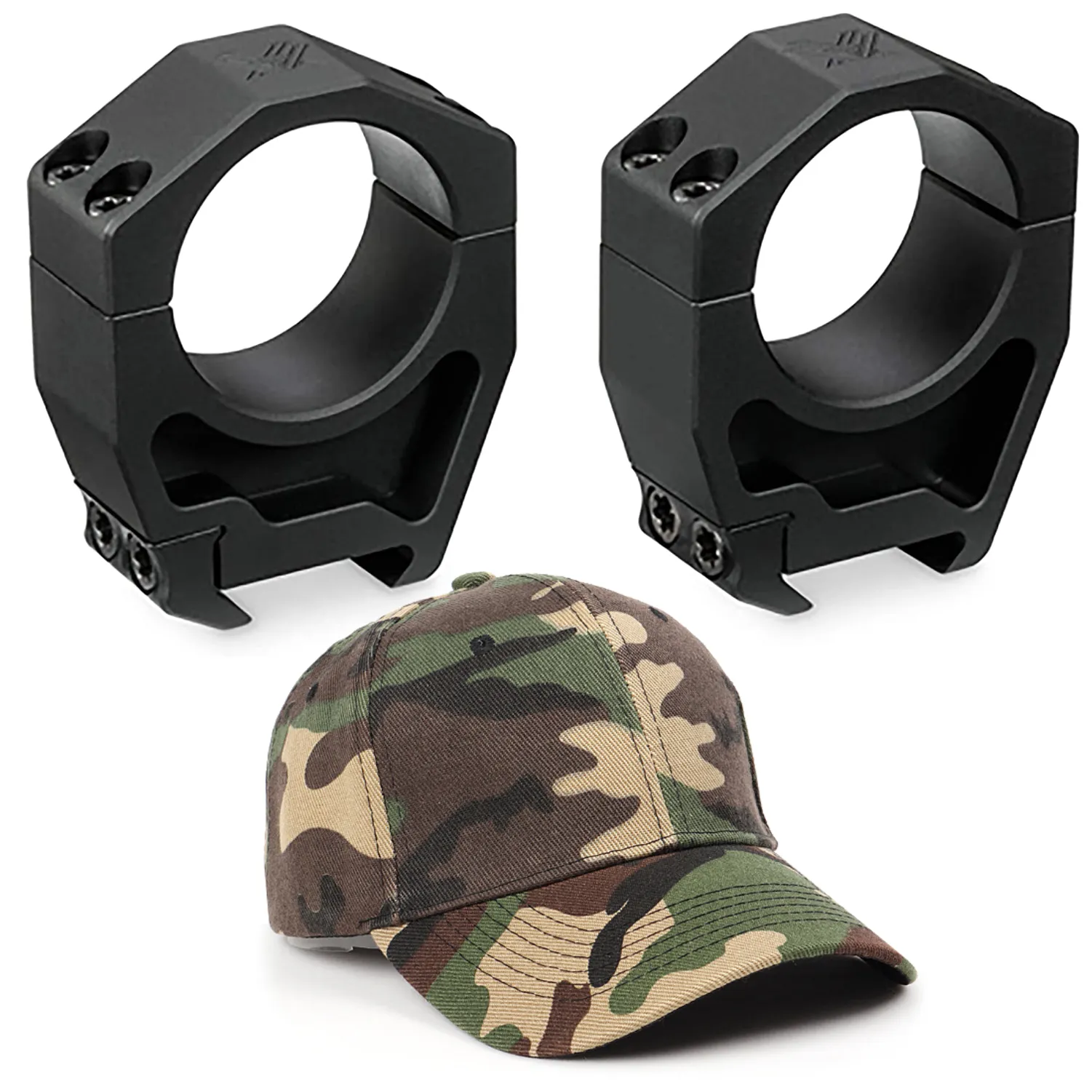 Vortex Optics Precision Match 30mm Rings Set Med 1.45 in with Free Hat Bundle