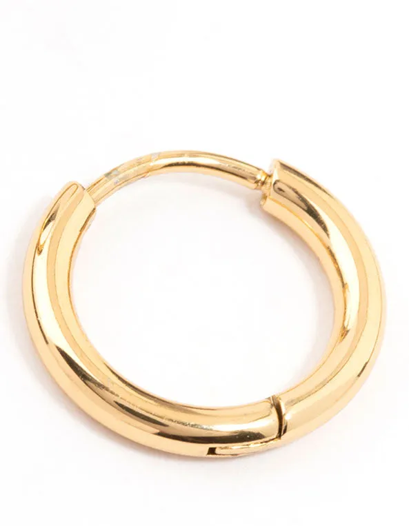 Waterproof Gold Plated Stainless Steel Core Clicker Earrings 14 MM