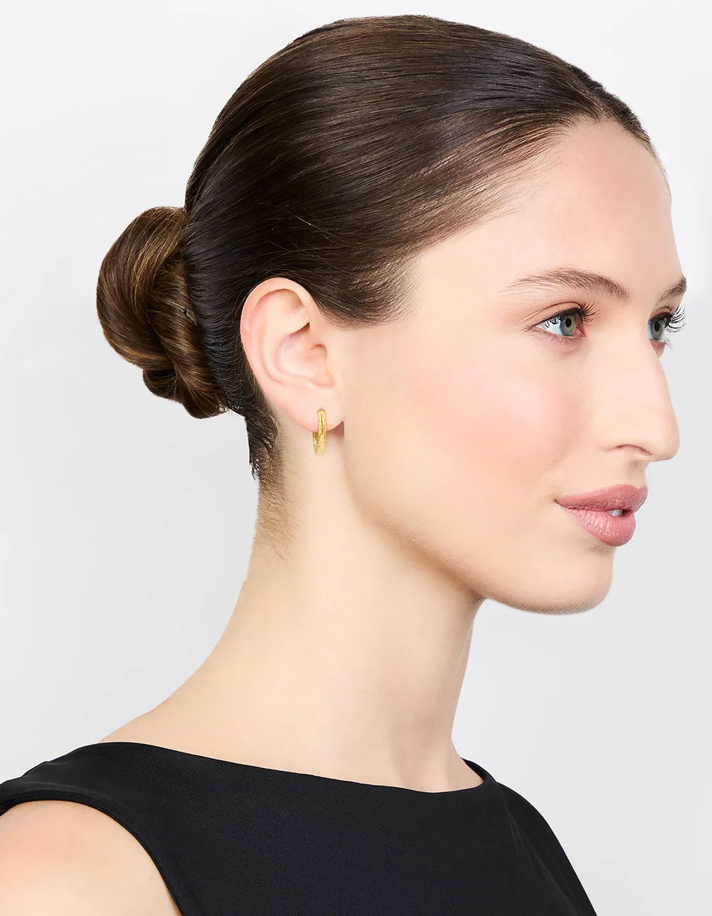Waterproof Gold Plated Stainless Steel Molten Huggie Hoop Earrings