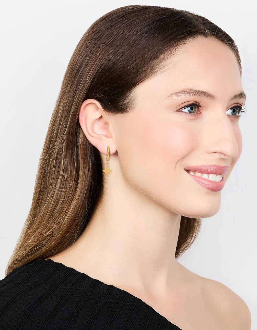 Waterproof Gold Plated Stainless Steel Star Hoop Earrings