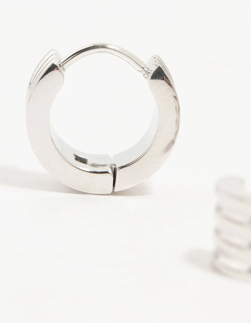 Waterproof Stainless Steel Ribbed Huggie Earrings