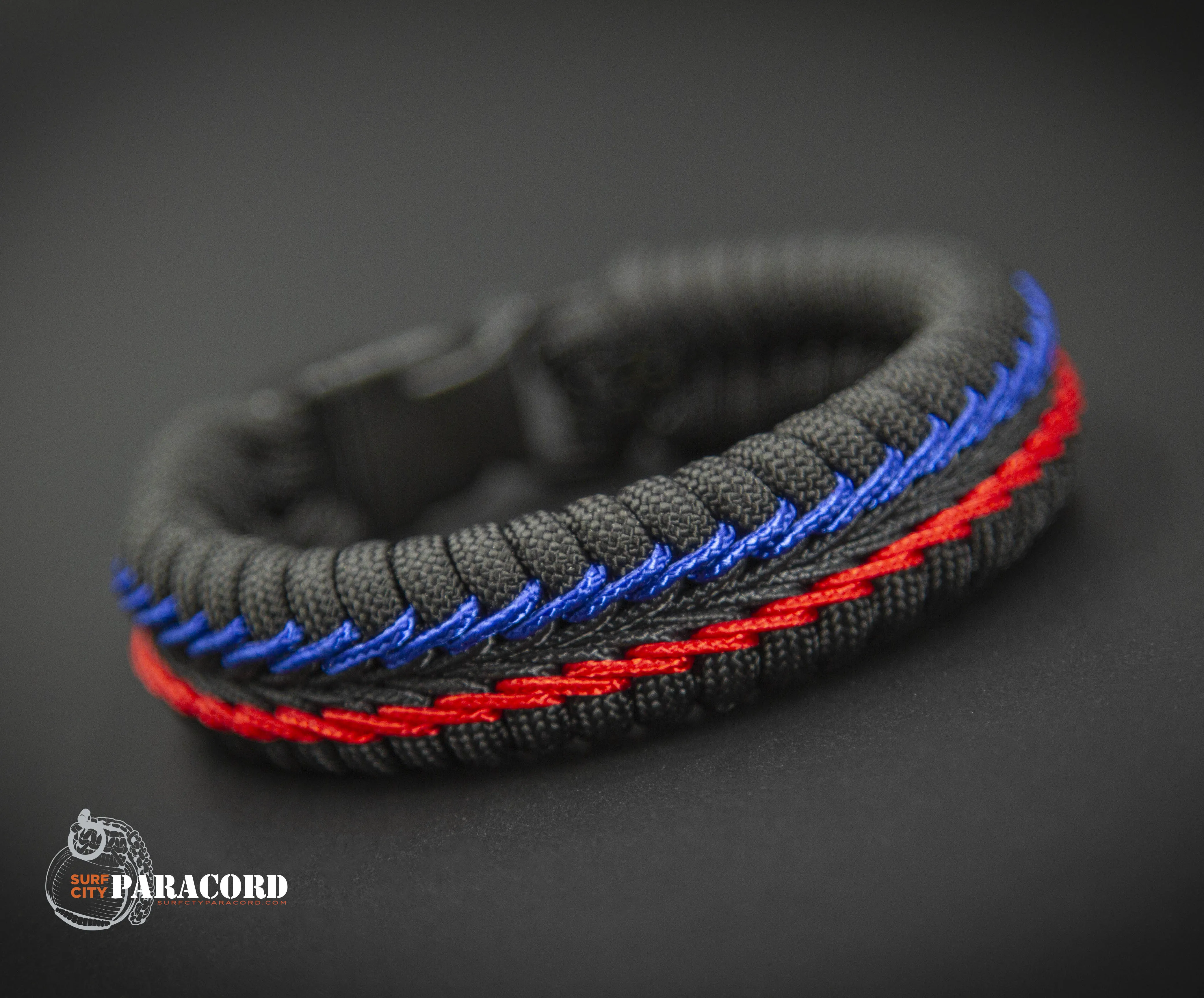 Wide Stitched Fishtail Paracord Bracelet (Police / Fire)