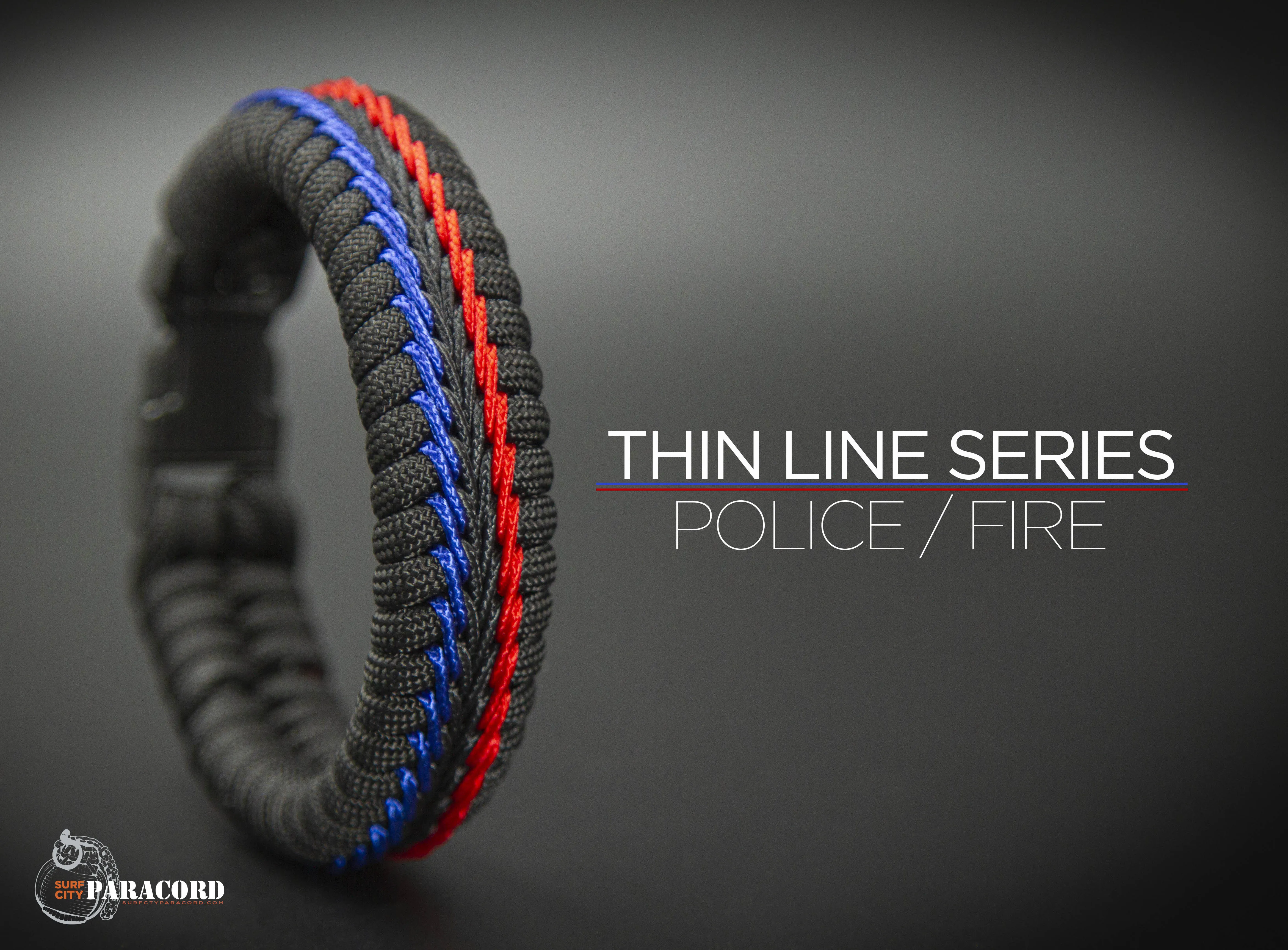 Wide Stitched Fishtail Paracord Bracelet (Police / Fire)