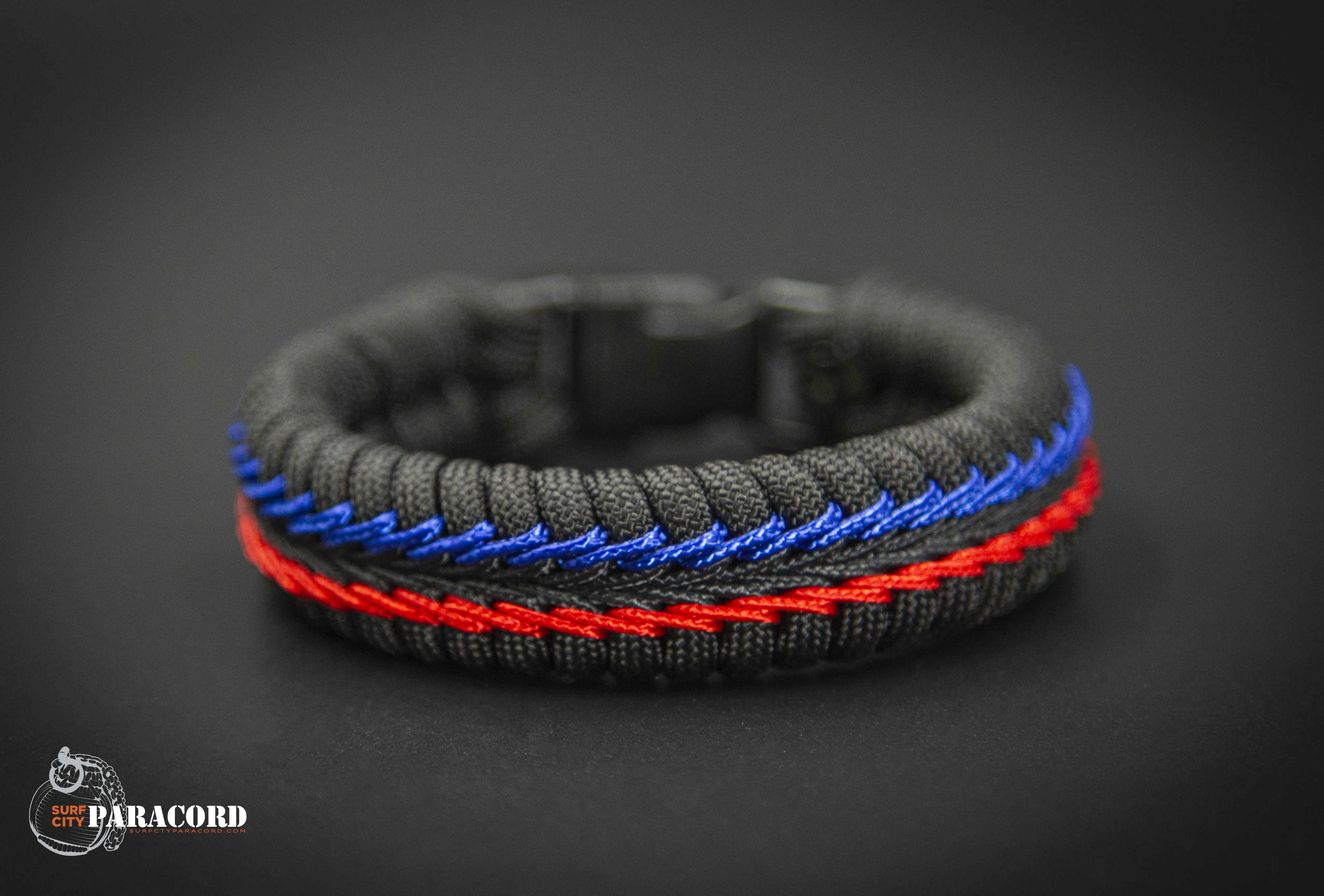 Wide Stitched Fishtail Paracord Bracelet (Police / Fire)