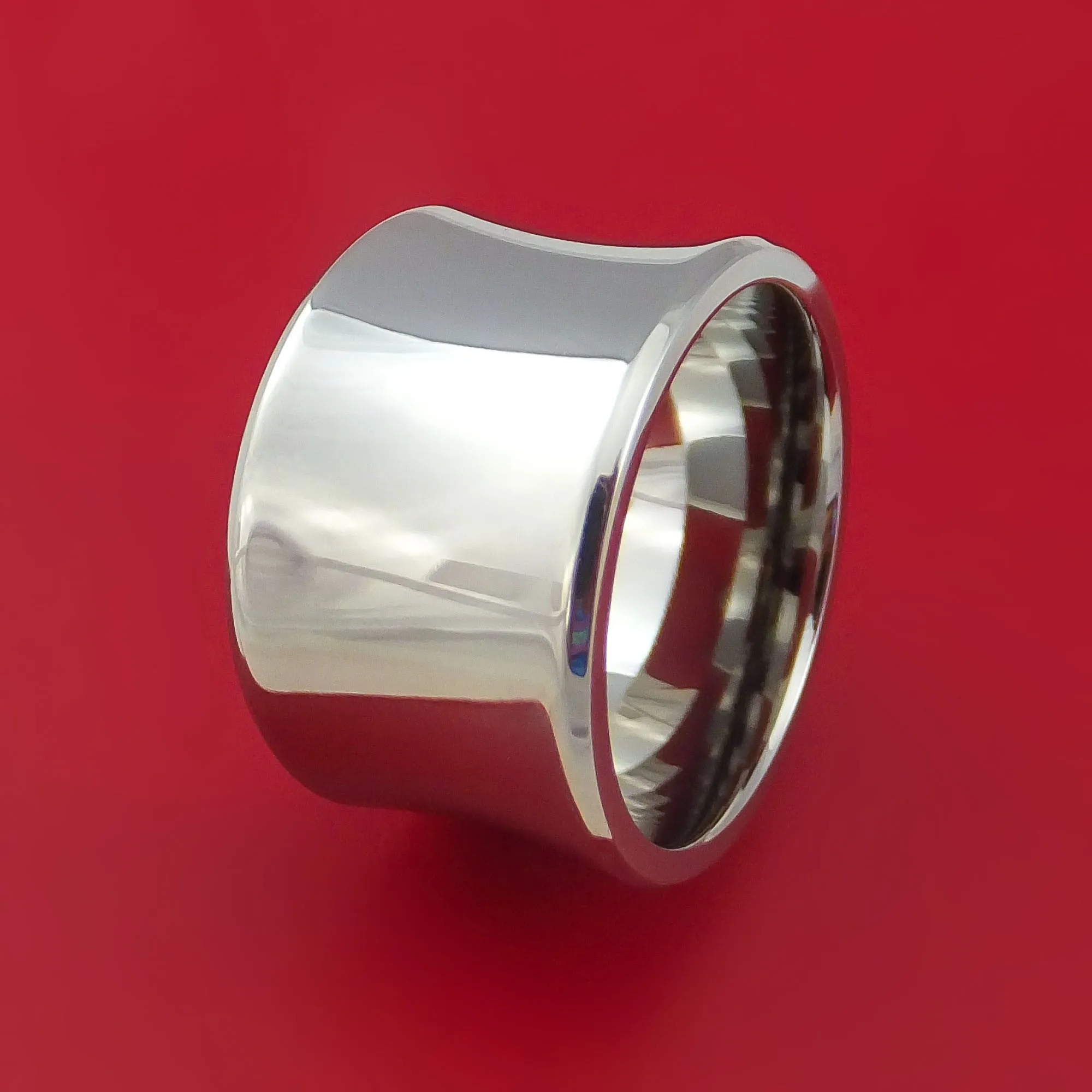 Wide Titanium Concave Ring Custom Made Band