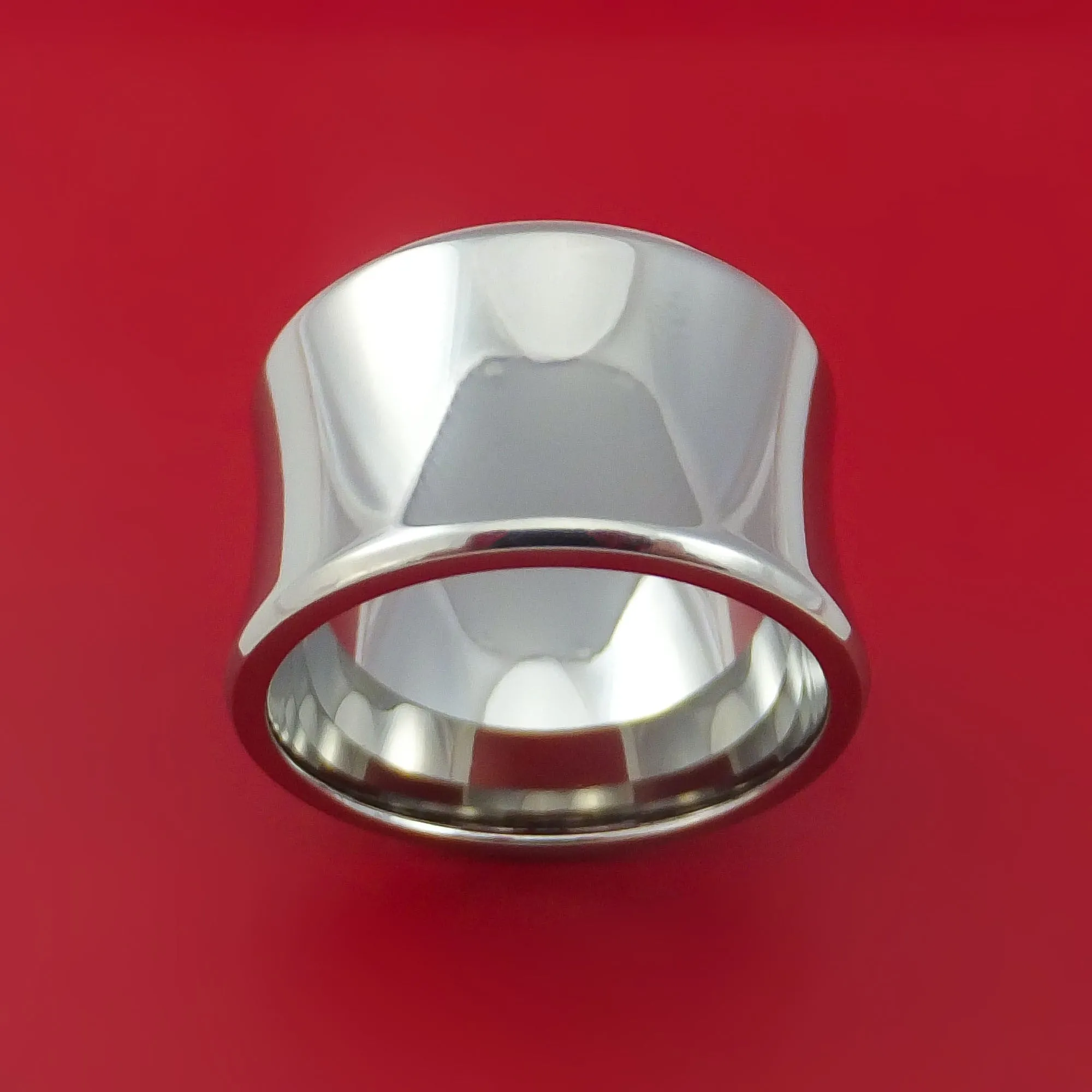 Wide Titanium Concave Ring Custom Made Band