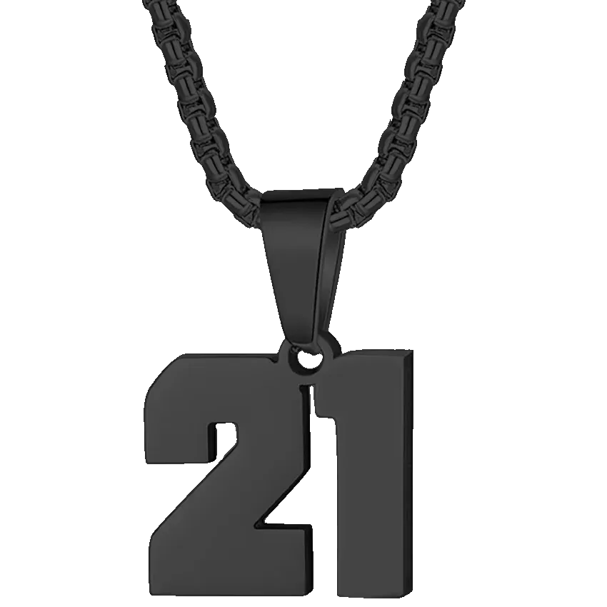 Zane Lucky Number Pendant with Box Chain Necklace
