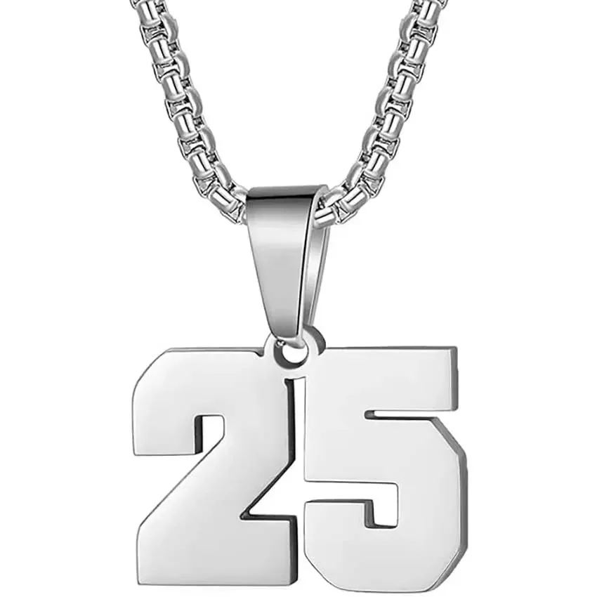 Zane Lucky Number Pendant with Box Chain Necklace