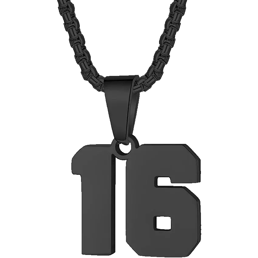 Zane Lucky Number Pendant with Box Chain Necklace