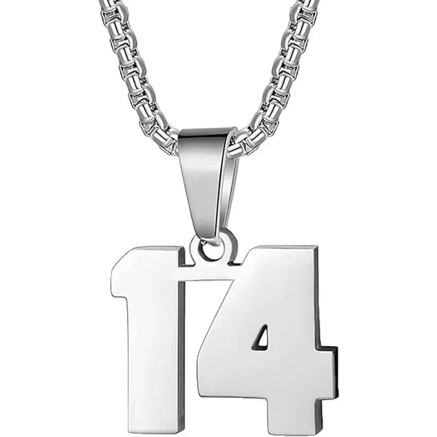 Zane Lucky Number Pendant with Box Chain Necklace