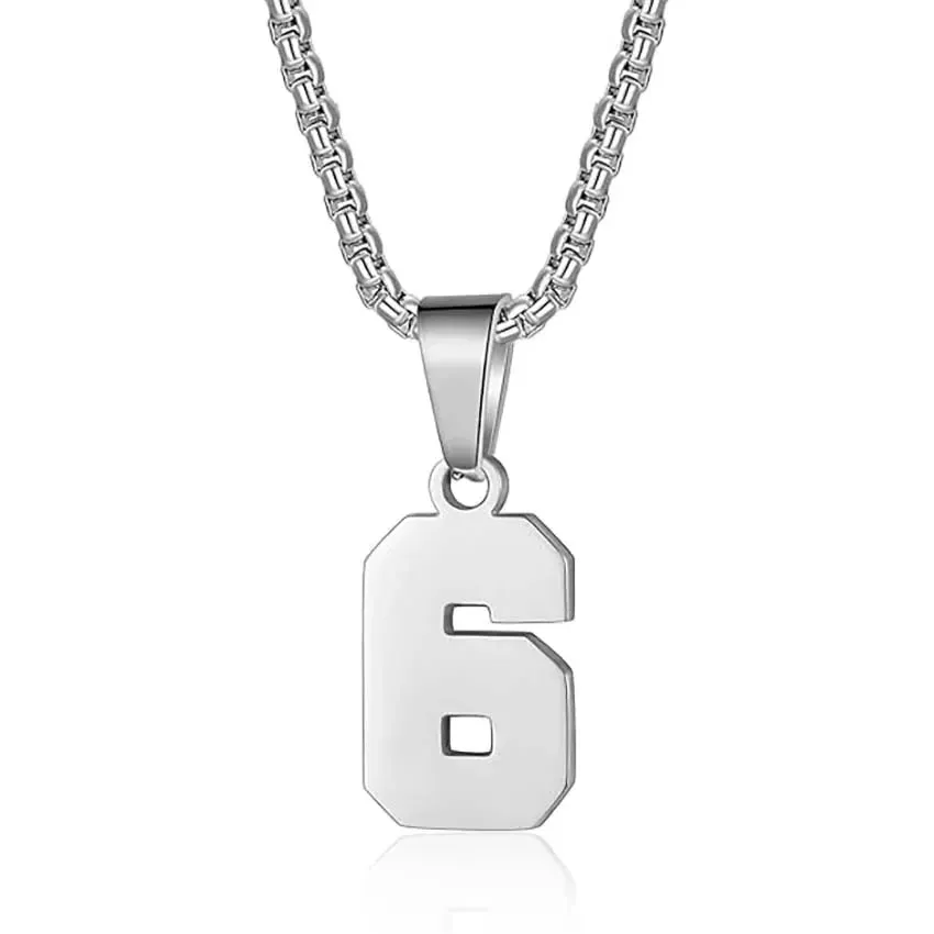 Zane Lucky Number Pendant with Box Chain Necklace
