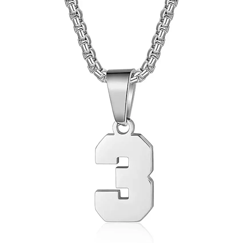 Zane Lucky Number Pendant with Box Chain Necklace