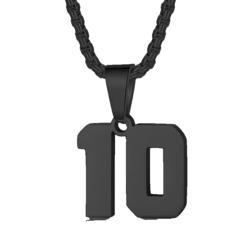 Zane Lucky Number Pendant with Box Chain Necklace