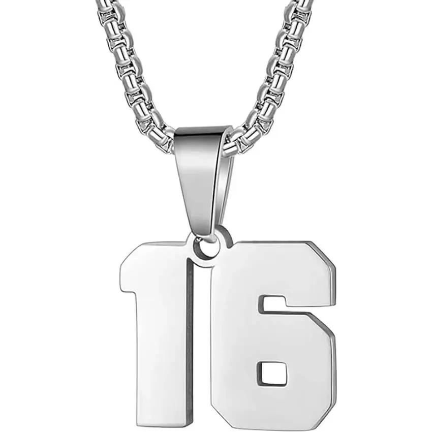 Zane Lucky Number Pendant with Box Chain Necklace