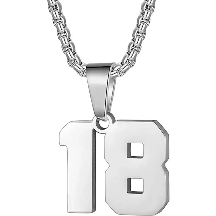 Zane Lucky Number Pendant with Box Chain Necklace