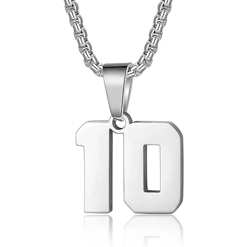 Zane Lucky Number Pendant with Box Chain Necklace