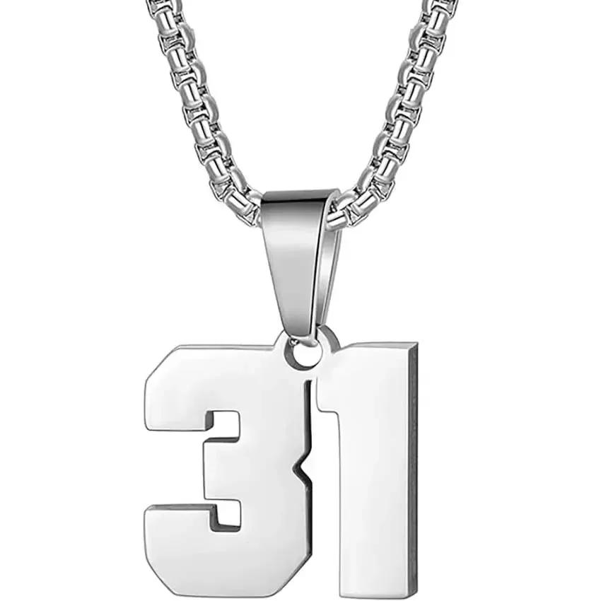 Zane Lucky Number Pendant with Box Chain Necklace