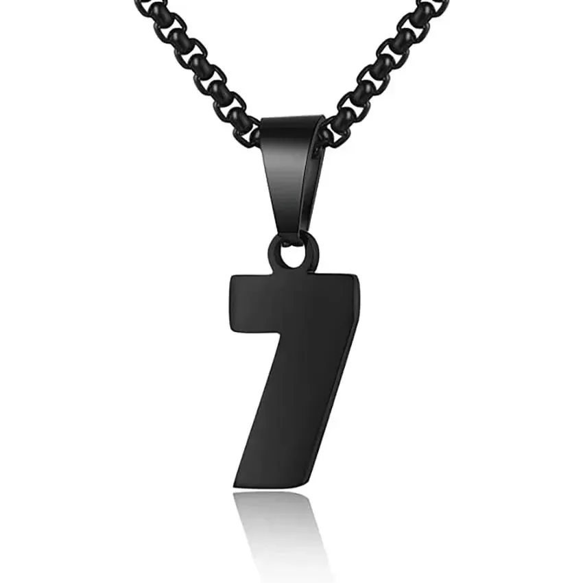 Zane Lucky Number Pendant with Box Chain Necklace