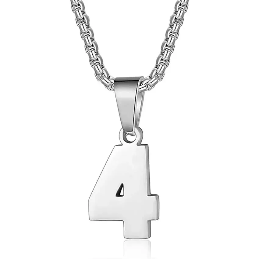 Zane Lucky Number Pendant with Box Chain Necklace