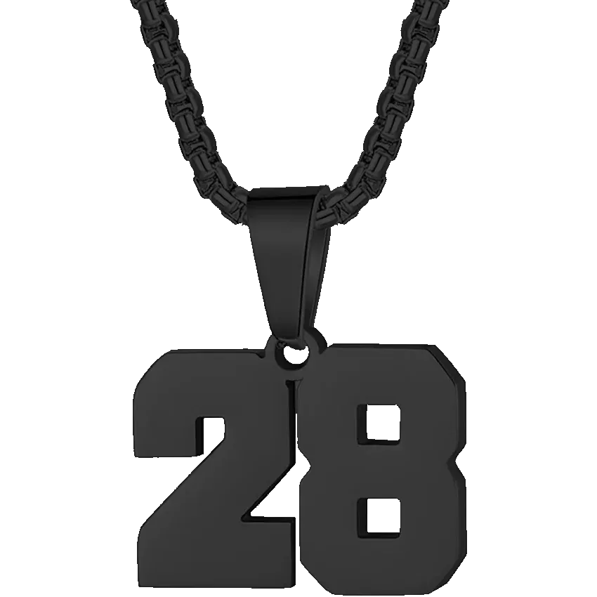 Zane Lucky Number Pendant with Box Chain Necklace