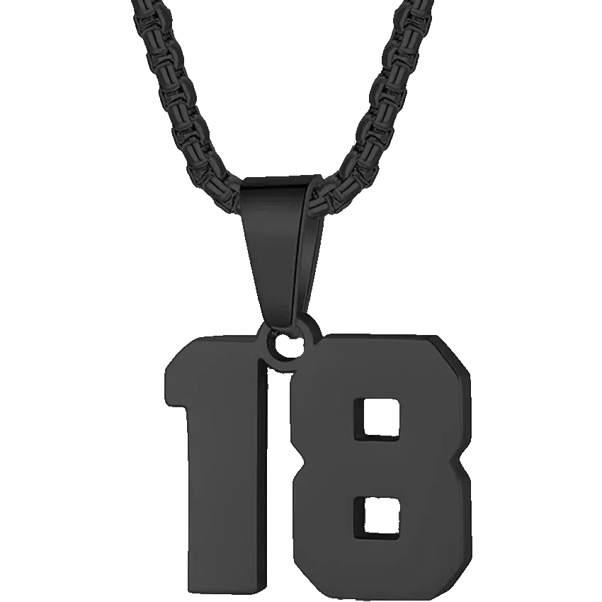 Zane Lucky Number Pendant with Box Chain Necklace