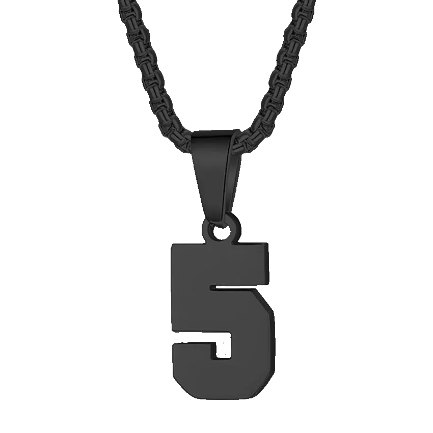 Zane Lucky Number Pendant with Box Chain Necklace