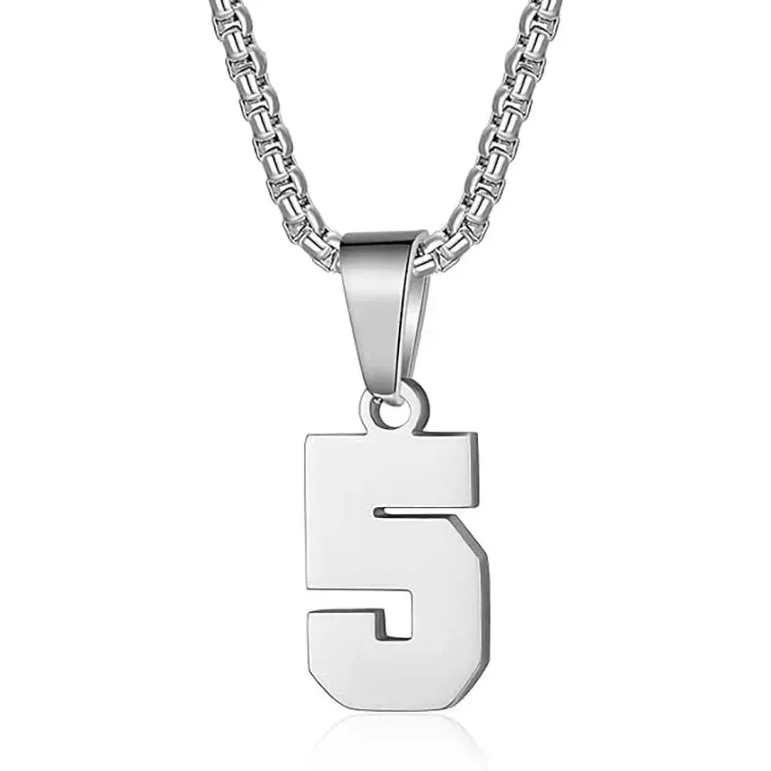 Zane Lucky Number Pendant with Box Chain Necklace